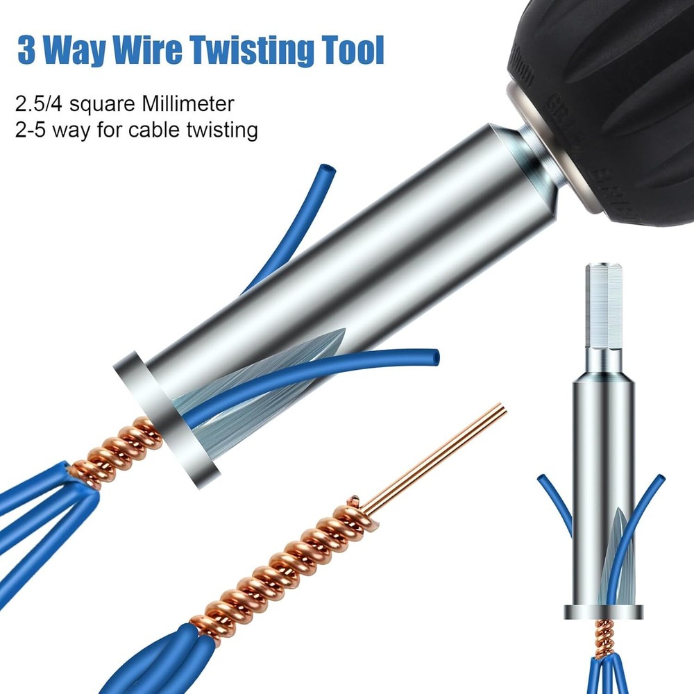 3x Wire Stripping Twisting Tool Electrical Drill Wire Stripper Cable Nut Twister
