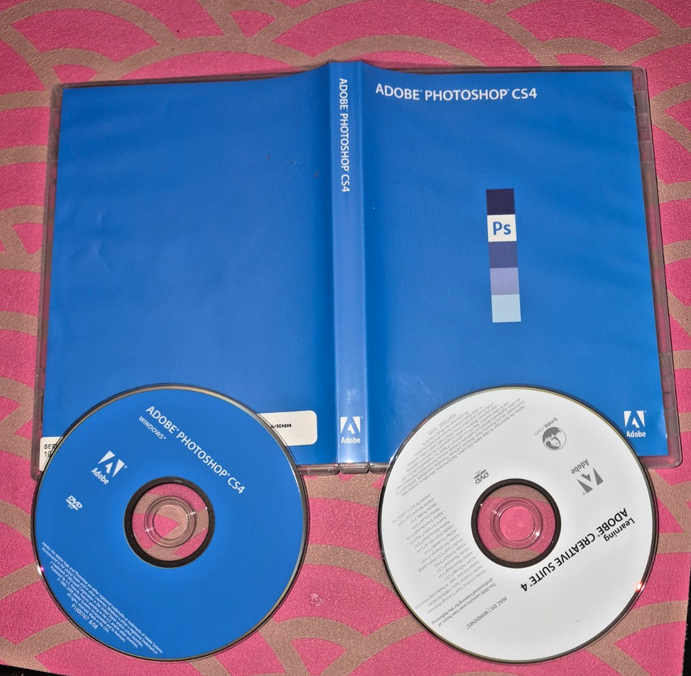 Adobe Photoshop CS4 For Windows Retail Version 2 Disc w/ Serial Number