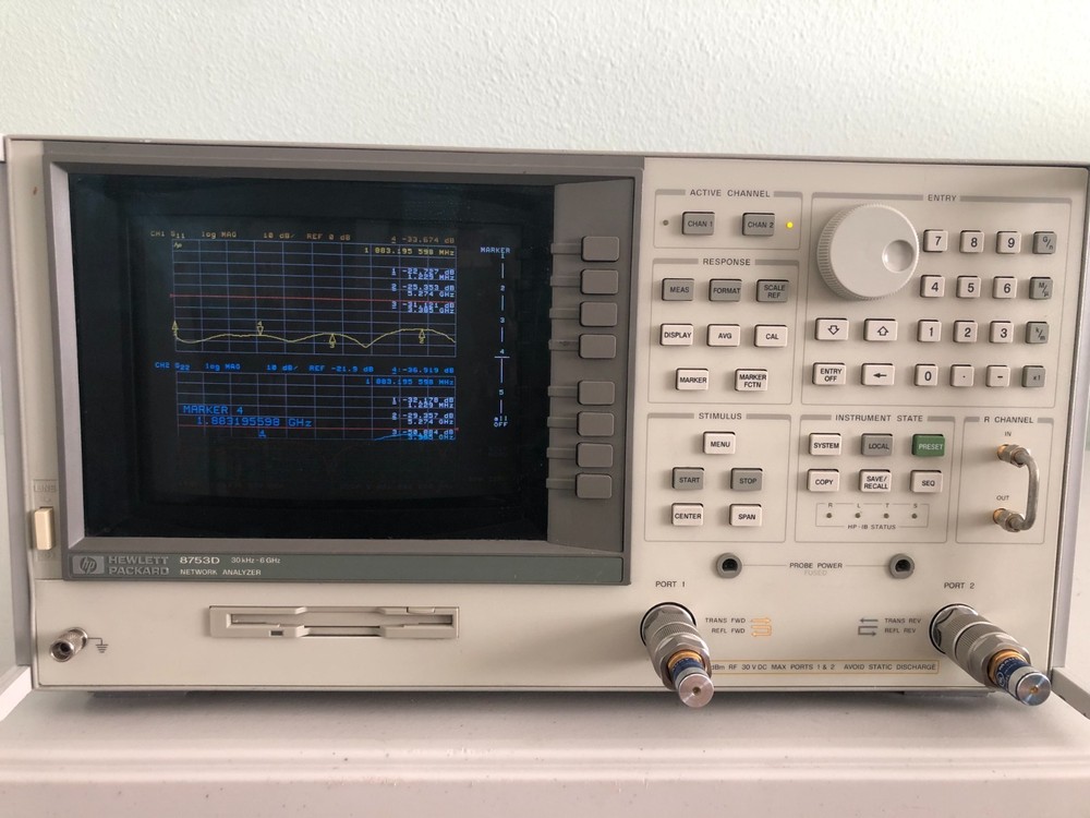 HP/Agilent 8753D 30kHz-6GHz Network Analyzer S-Parameter Test Set Opt:006/010+