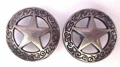 5/8th inch Texas Ranger Badge Star Concho Brushed Antique Silver Medallions