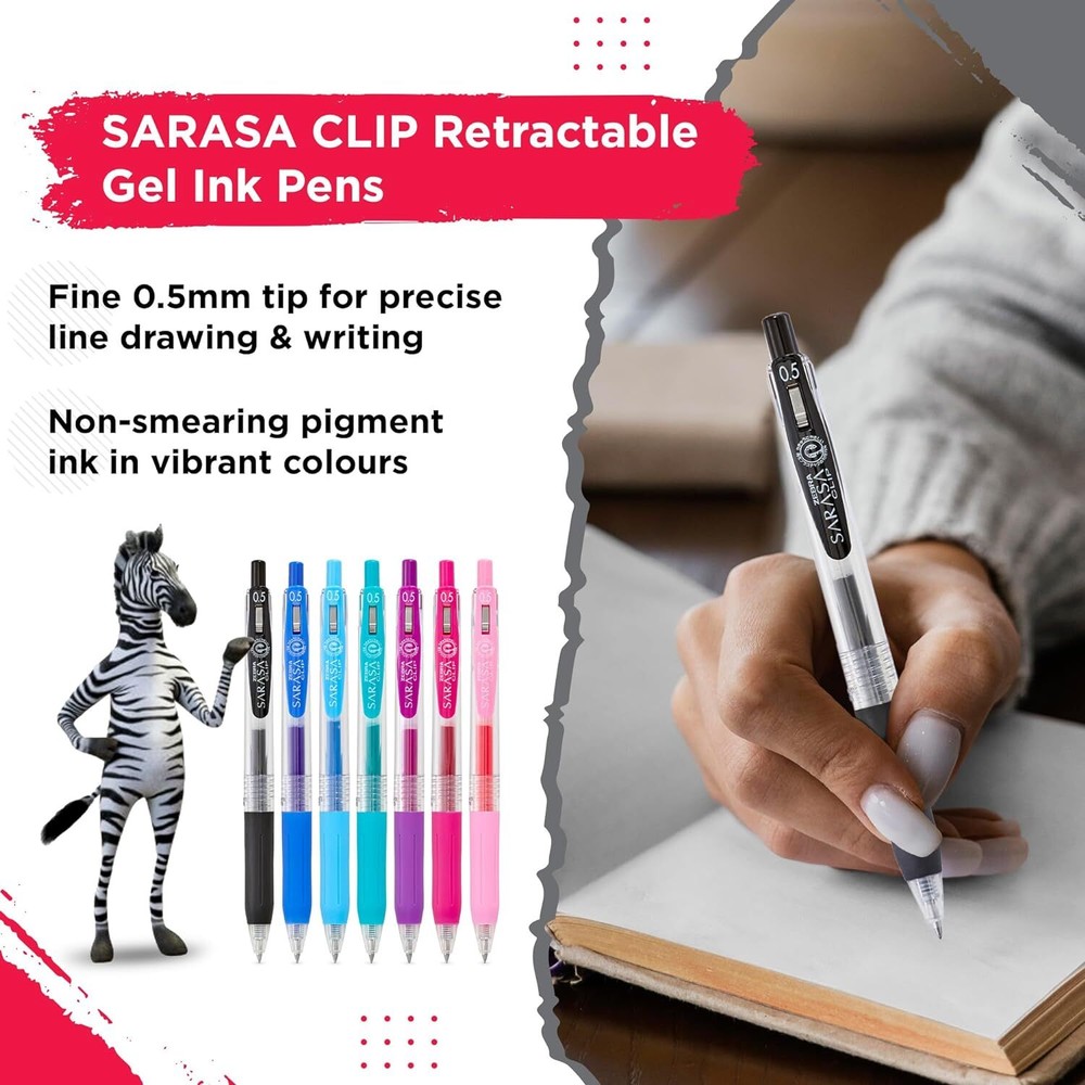 Zebra Journaling Set Gel Ink Pens, Assorted Colors, 14 Pack