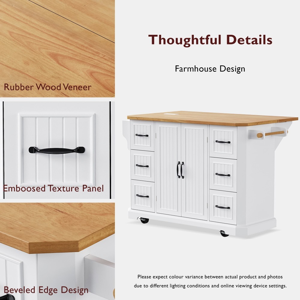 Kitchen Island with Drop Leaf Rolling Kitchen Cart with Internal Storage