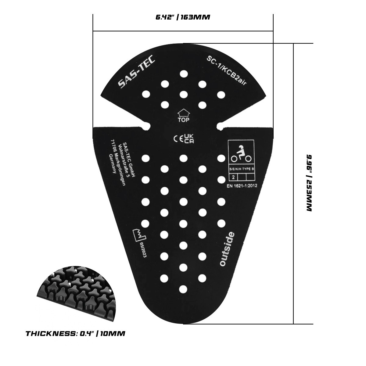 SAS-TEC SC-1/KCB2air CE Level 2 Knee Protector Inserts | Goodrevs™ Moto Armor