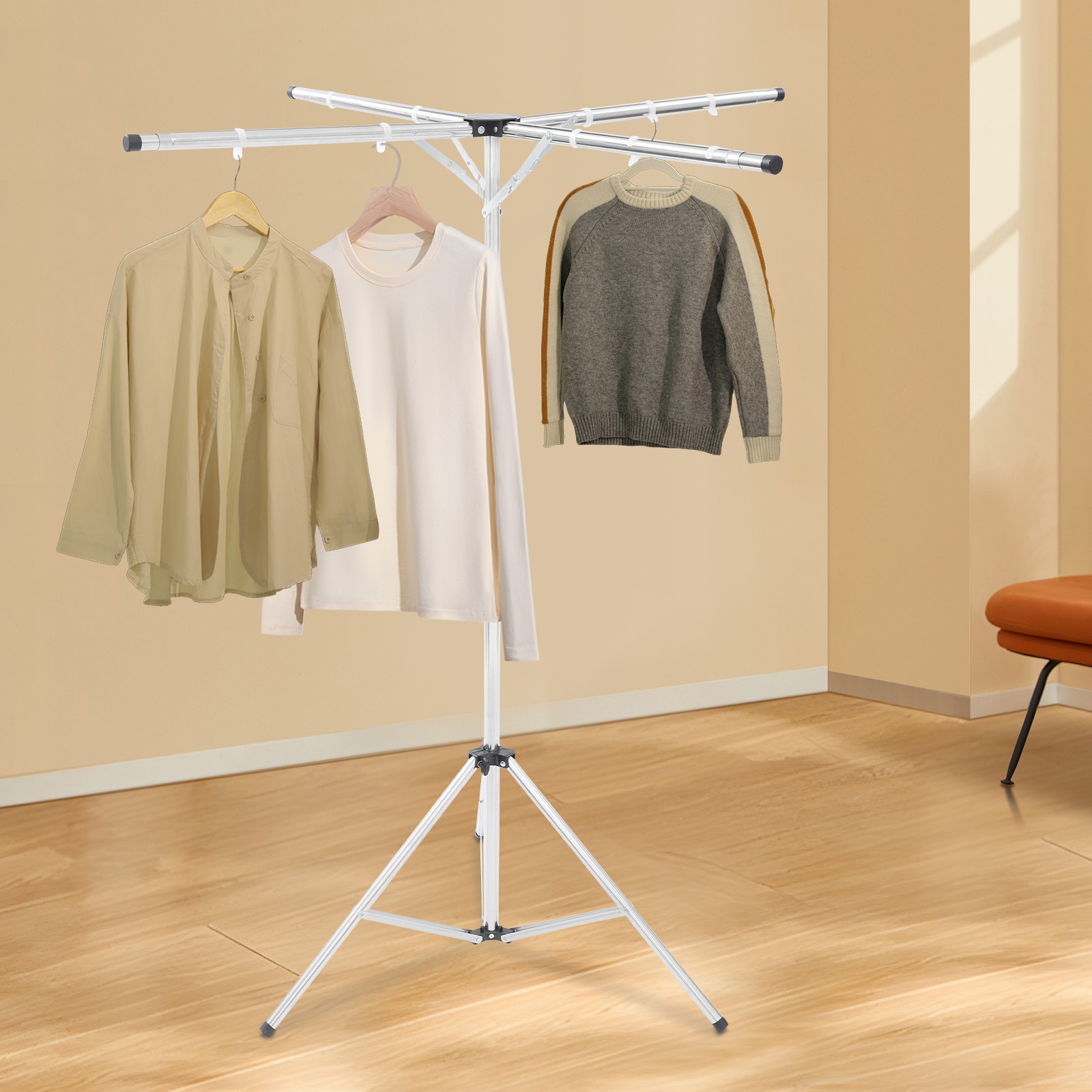 Folding Tripod Clothes Drying Rack Adjustable Clothes Rack X-Shaped Clothes Rack