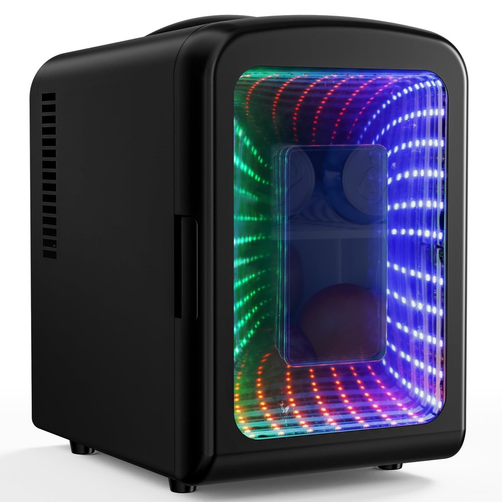Mini Compact Refrigerator with Gaming Light, 4L Capacity/6 Cans Portable Mini...