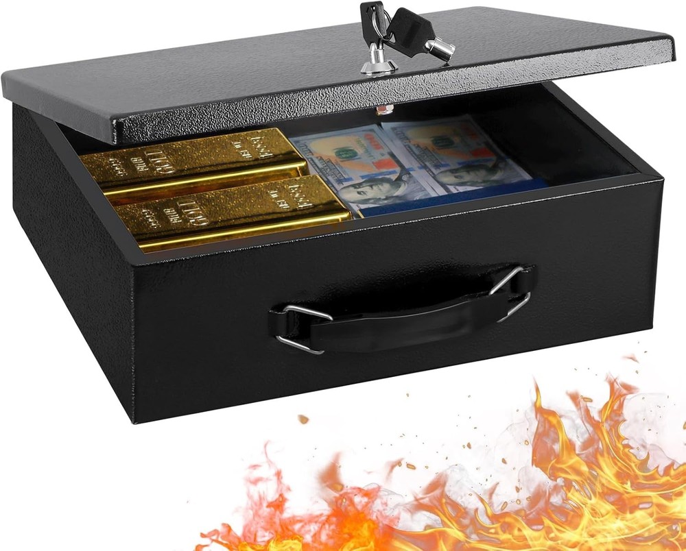 Multi-Purpose Fireproof Lock Box - Secure Storage for Home, Office & Travel