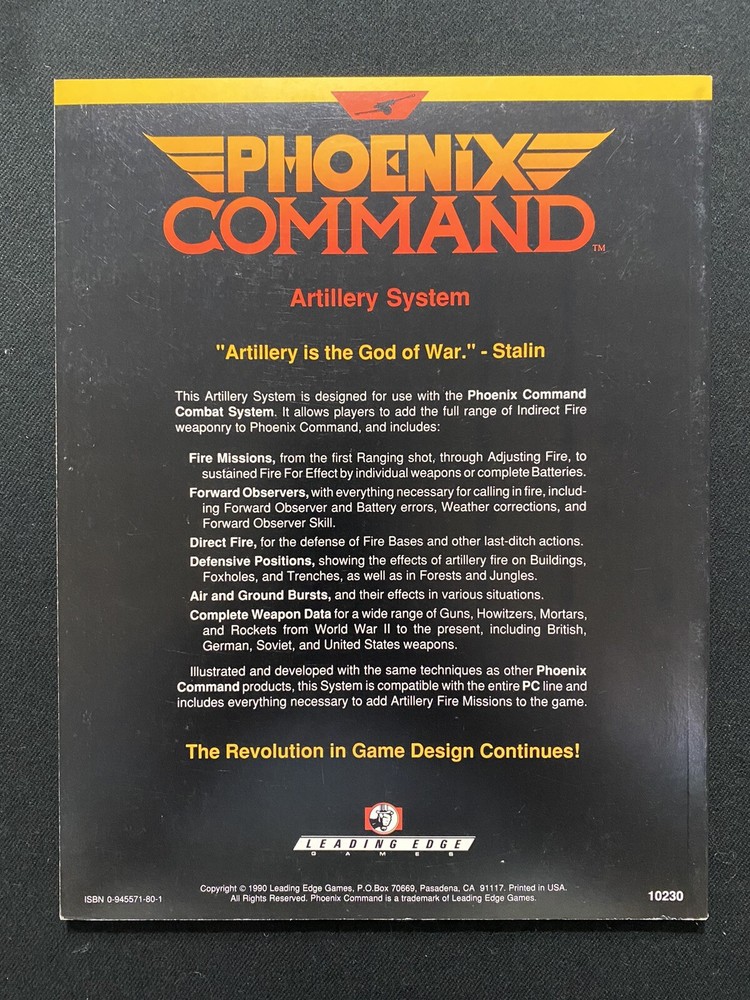 Phoenix Command Artillery System Book Unused