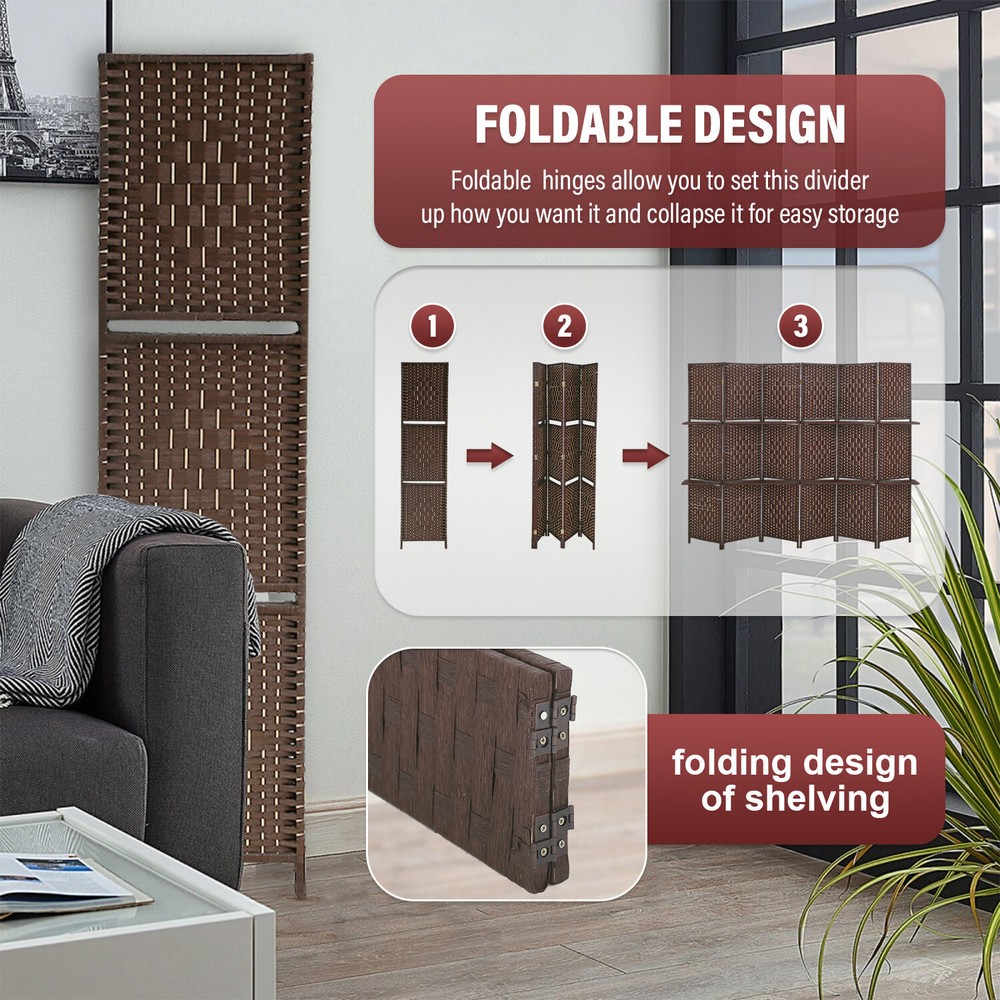 Room Divider Room Screen Divider Wooden Folding Portable PartitionScreen 6 Panel
