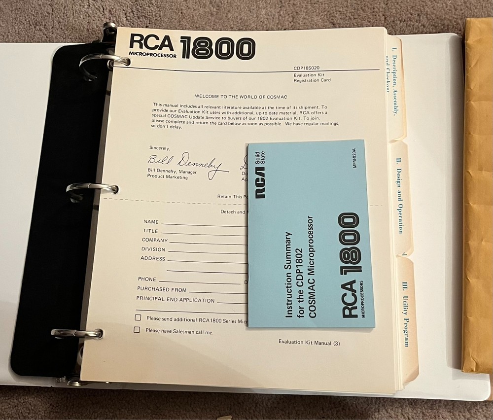 RCA COSMAC Evaluation Kit 18S020 Unbuilt