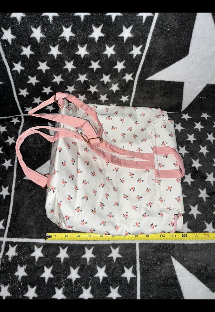 Floral Drawstring Backpack With Hello Kitty Pin