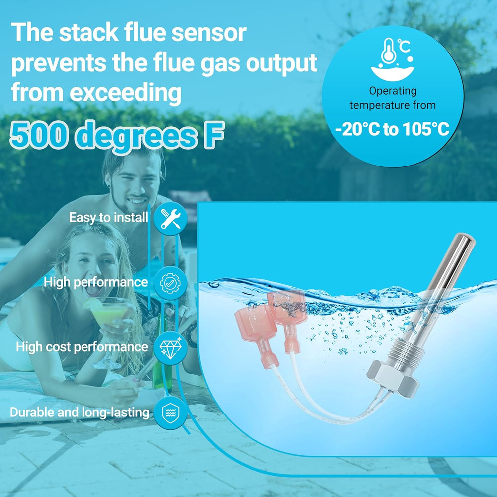 42002-0024S Stack Flue Sensor Replacement for Pentair Sta-Rite Mastertemp Max-E-