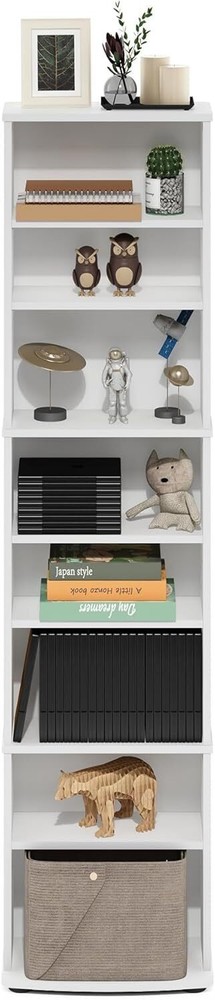 Space Saving Multimedia Storage Tower Cabinet Adjustable Shelf CD DVD Game White
