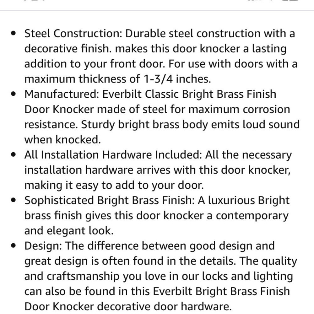 Everbilt Door Knocker NEW IN PACKAGE