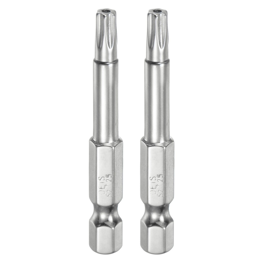 2pcs T25 Security Torx Bit 1/4" Hex Shank 2" Long Tamper Resistant Star Bits