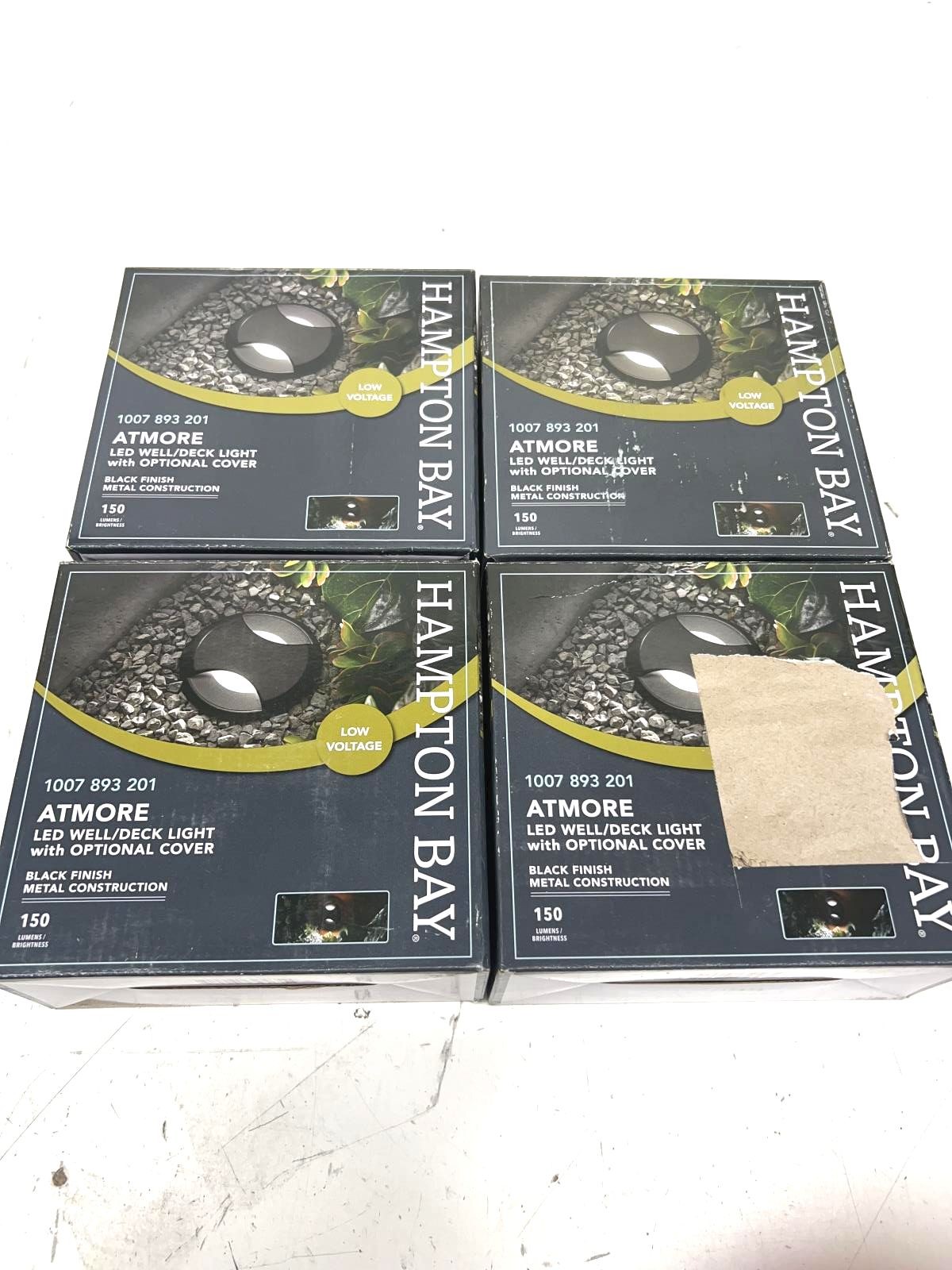 4PK Hampton Bay 150 Lumens Low Voltage Black LED Round Outdoor Well/Deck Light