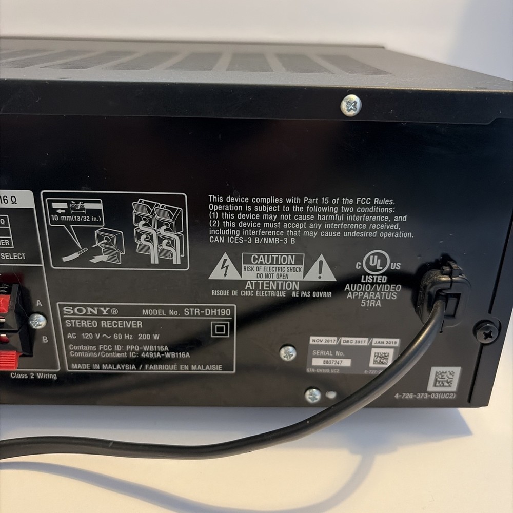 Sony STR-DH190 Stereo Receiver 2 channel Phono Inputs & Bluetooth WORKS