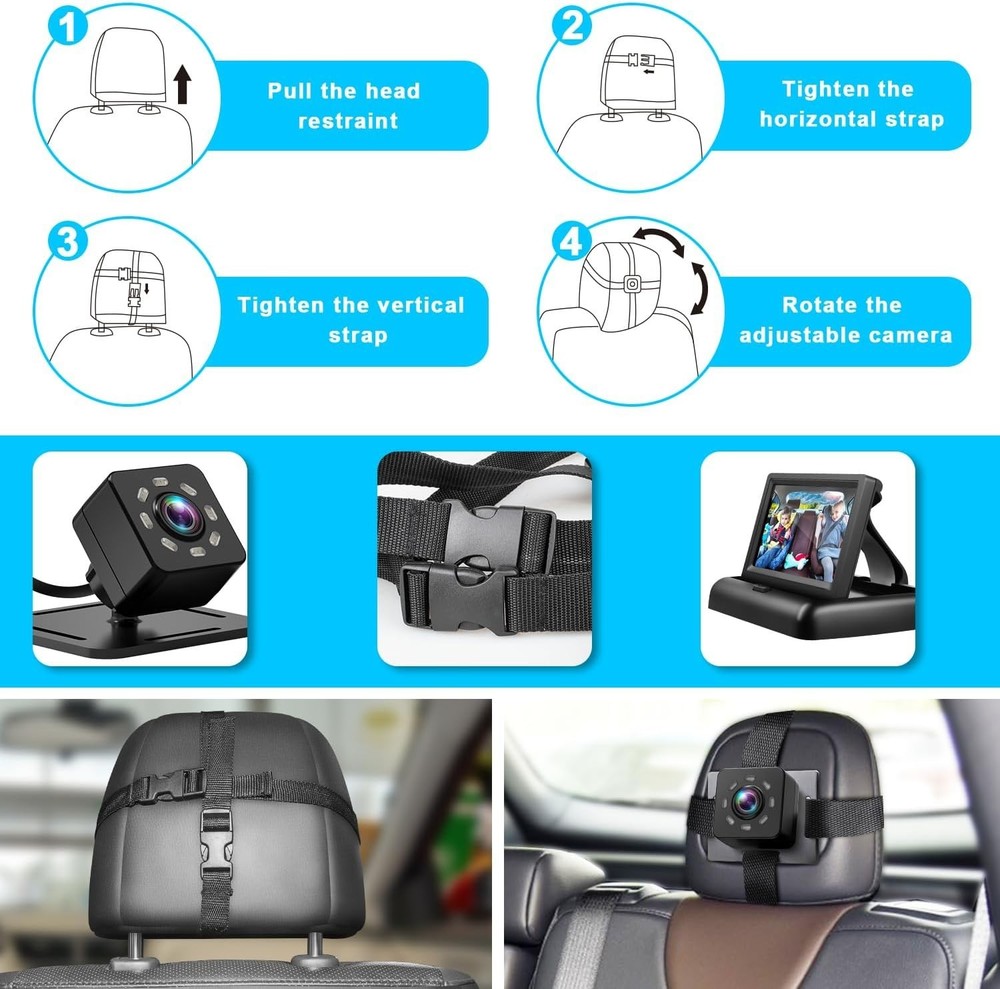 Baby Car Mirror with 4.3'' HD Night Vision Function Display