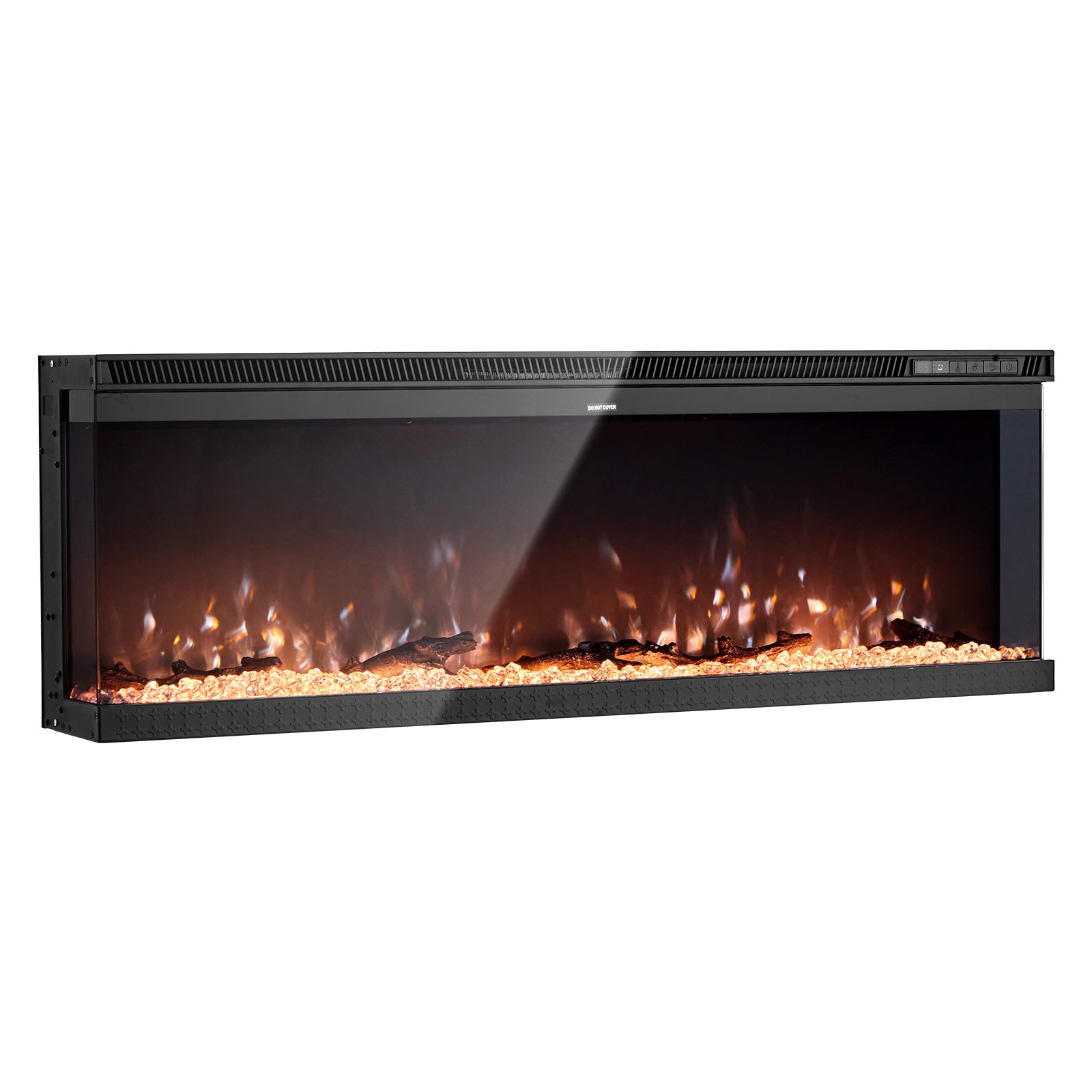Uimoso 50-Inch Electric Fireplace Three-Sided Glass Wall-Mount & Recessed 1500W