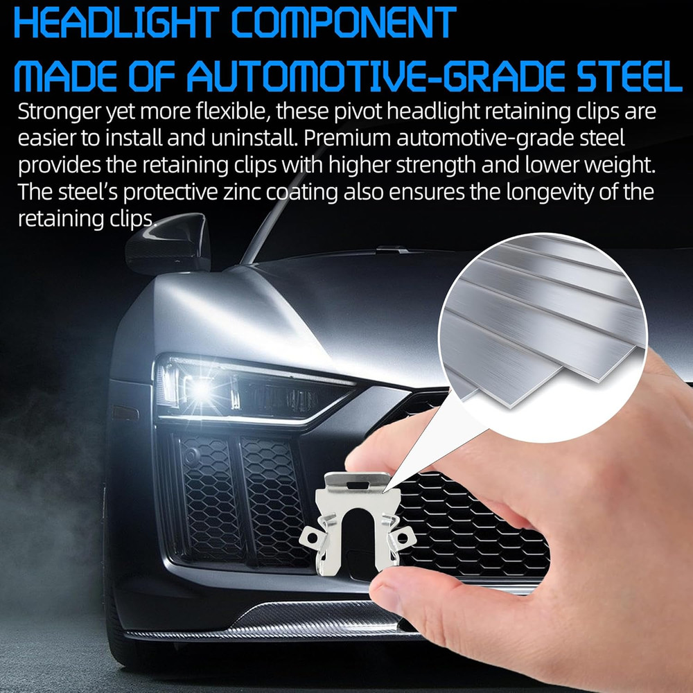 (6-Pack) Exact Replacement Pivot Headlight Retaining Clips Compatible with Ford