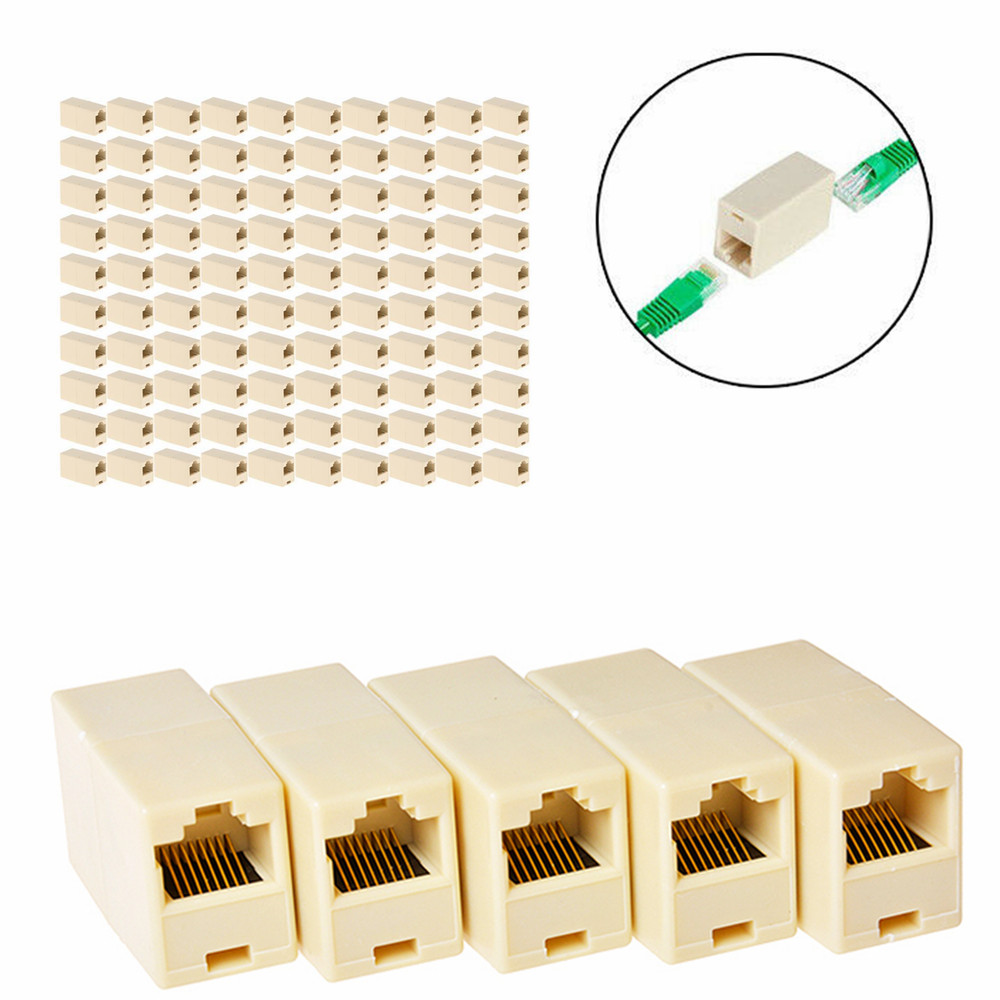 10-100* RJ45 Inline Coupler Cat6/Cat5e Ethernet Network Cable Extender Connector