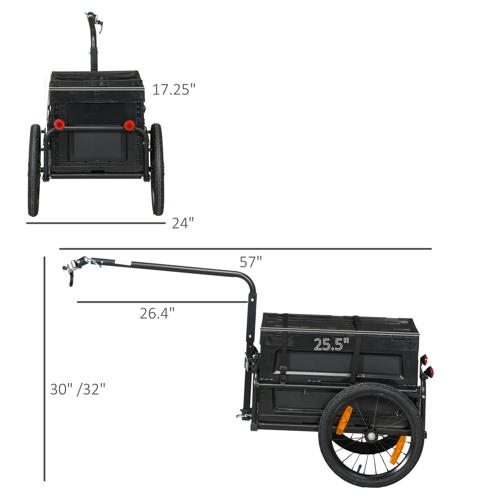 Aosom Bike Trailer Wagon with Removable Storage Box, Steel Bottom