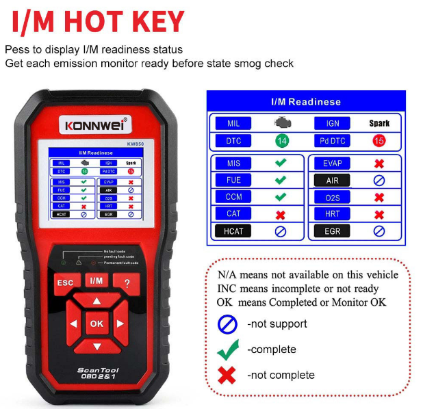 KONNWEI KW850 OBDII Automotive Fault Scanner Code Reader tester Scanner Tool