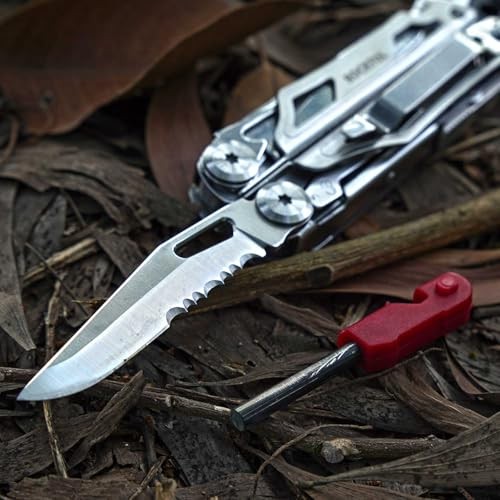 Multitool, 22-in-1 Multi-tool Pliers with Fire Starter, Emergency Whistle,