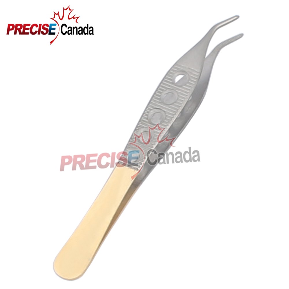GOLD HANDLE AUTOCLAVABLE ADSON DRESSING PLASTIC SURGERY FORCEPS 6" CURVED