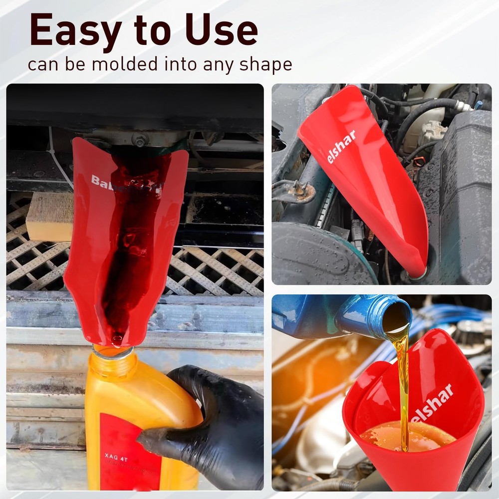 Babelshar Foldable Flexible Funnel for Oil Change, Form a Red
