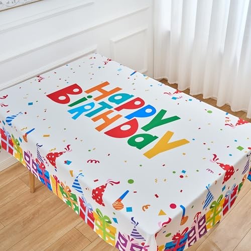 Birthday Tablecloth 84" x 60" (Rectangular) V59 Happy Birthday Gift Box