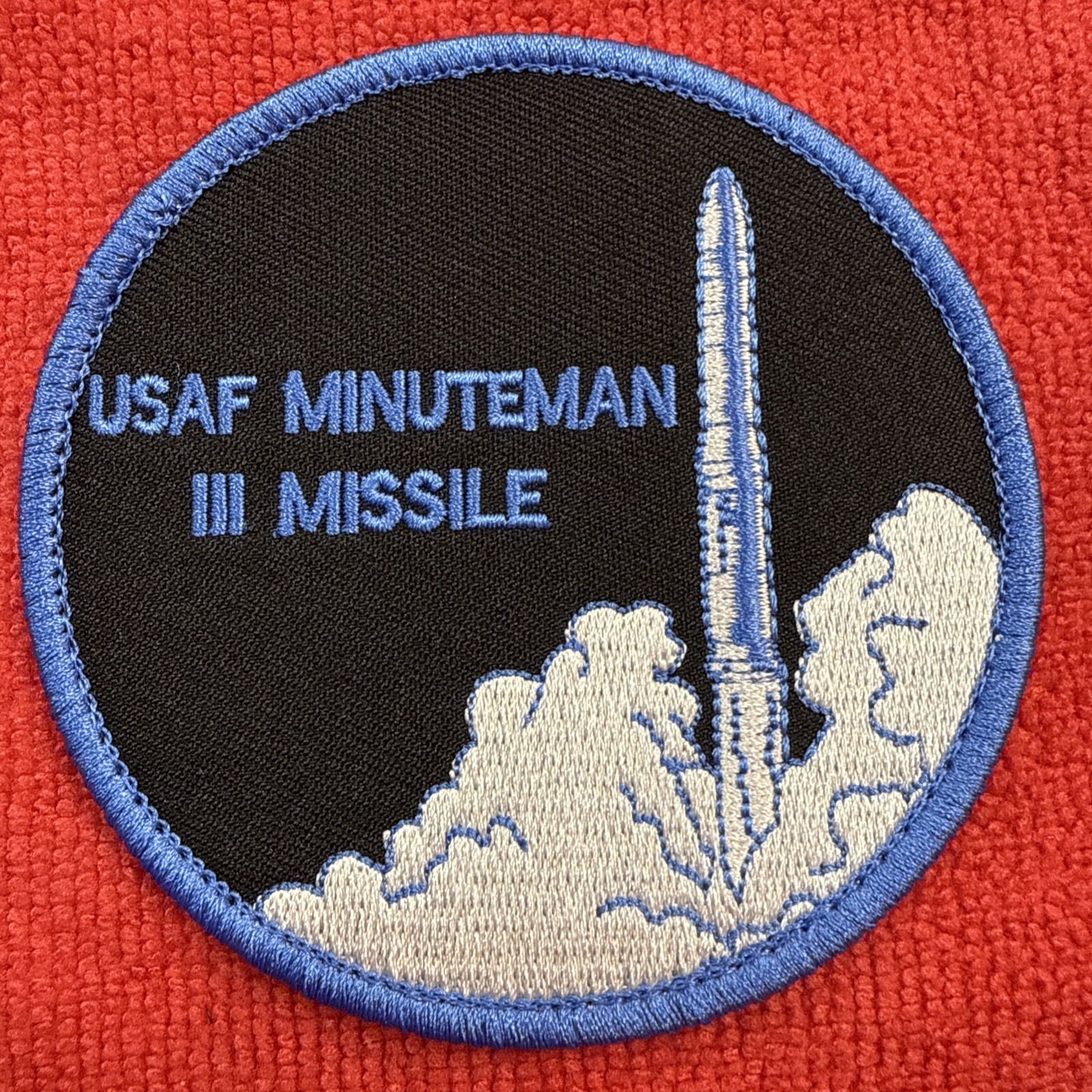 USAF Minuteman III Missile NUKE ICBM Hook Loop Patch Nuclear Rocket Blue Origin