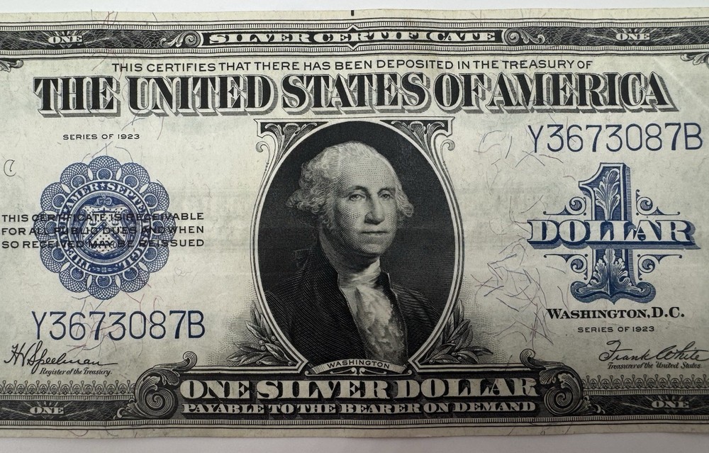 1923 $1 Silver Certificate Large Blue Seal Note AU