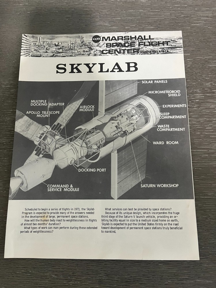 Vintage Skylab Marshall Space Flight Center Fact Sheet