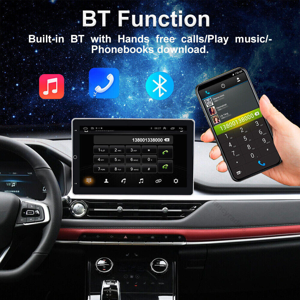 Double 2Din Rotatable 10.1'' Apple Carplay Android 13 Car Stereo Radio GPS Wifi