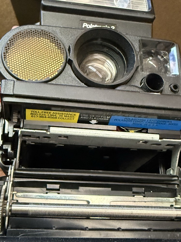 Vintage Polaroid Land Camera Sonar One Step & Polatronic 2 Flash Unit Untested