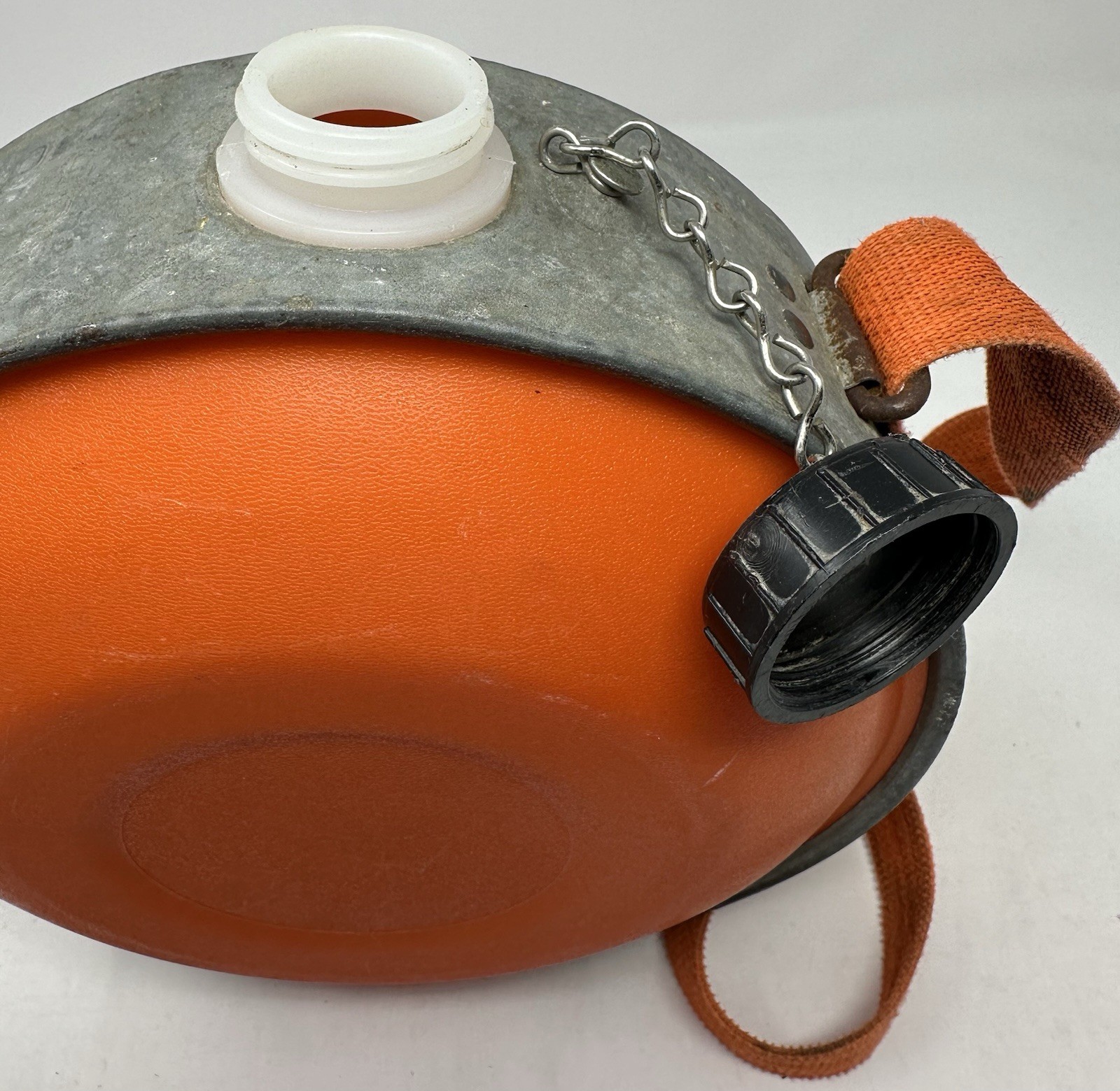 Vintage Oasis 4qt Galvanized Hiking Camping Water Canteen Orange FSS with Strap