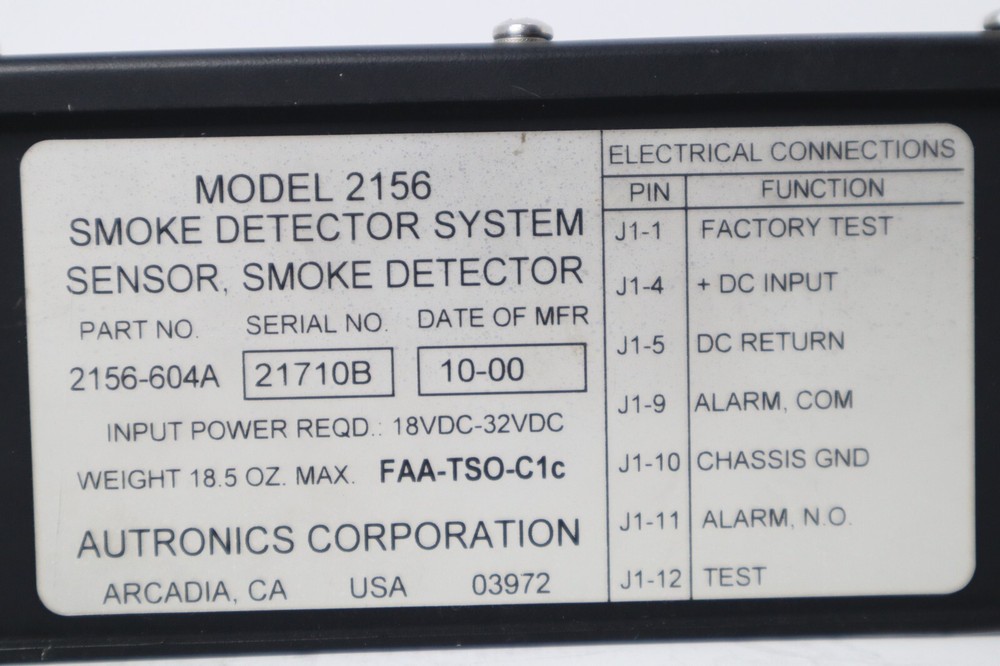 Autronics Model 2156 Smoke Detector Sensor 2156-604A