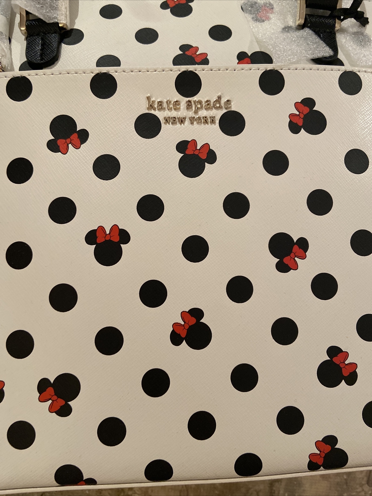 Disney Parks Kate Spade New York Minnie Mouse Icon Polka Dot Tote Bag Purse