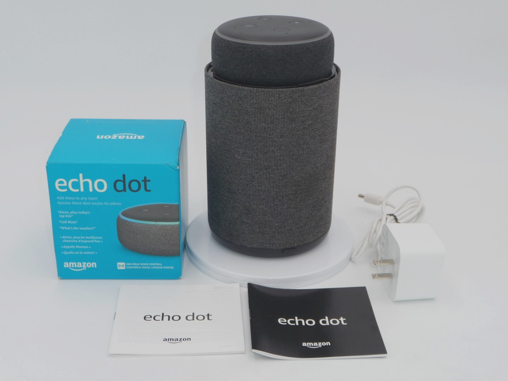Amazon Echo Dot 3rd Gen + GGMM 360° Rechargeable Speaker Base Bundle