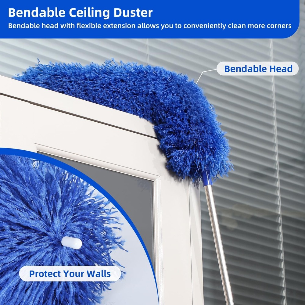 Microfiber Duster for High Ceiling Fan Blades, Cobweb with Extension Pole Adj...