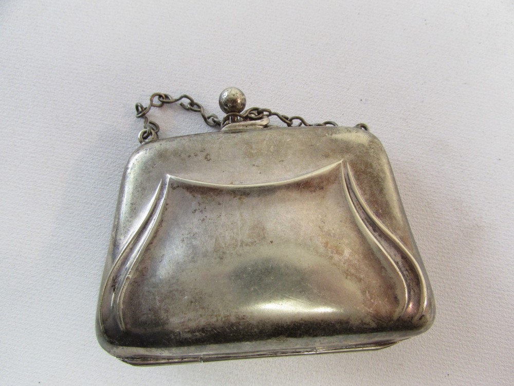 (ref288CDF) Small antique silver plated purse