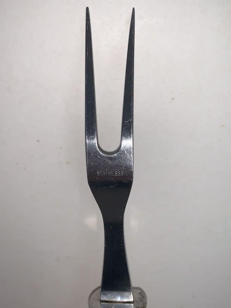 Vintage Meat Serving Fork Bakelite Butterscotch Handle