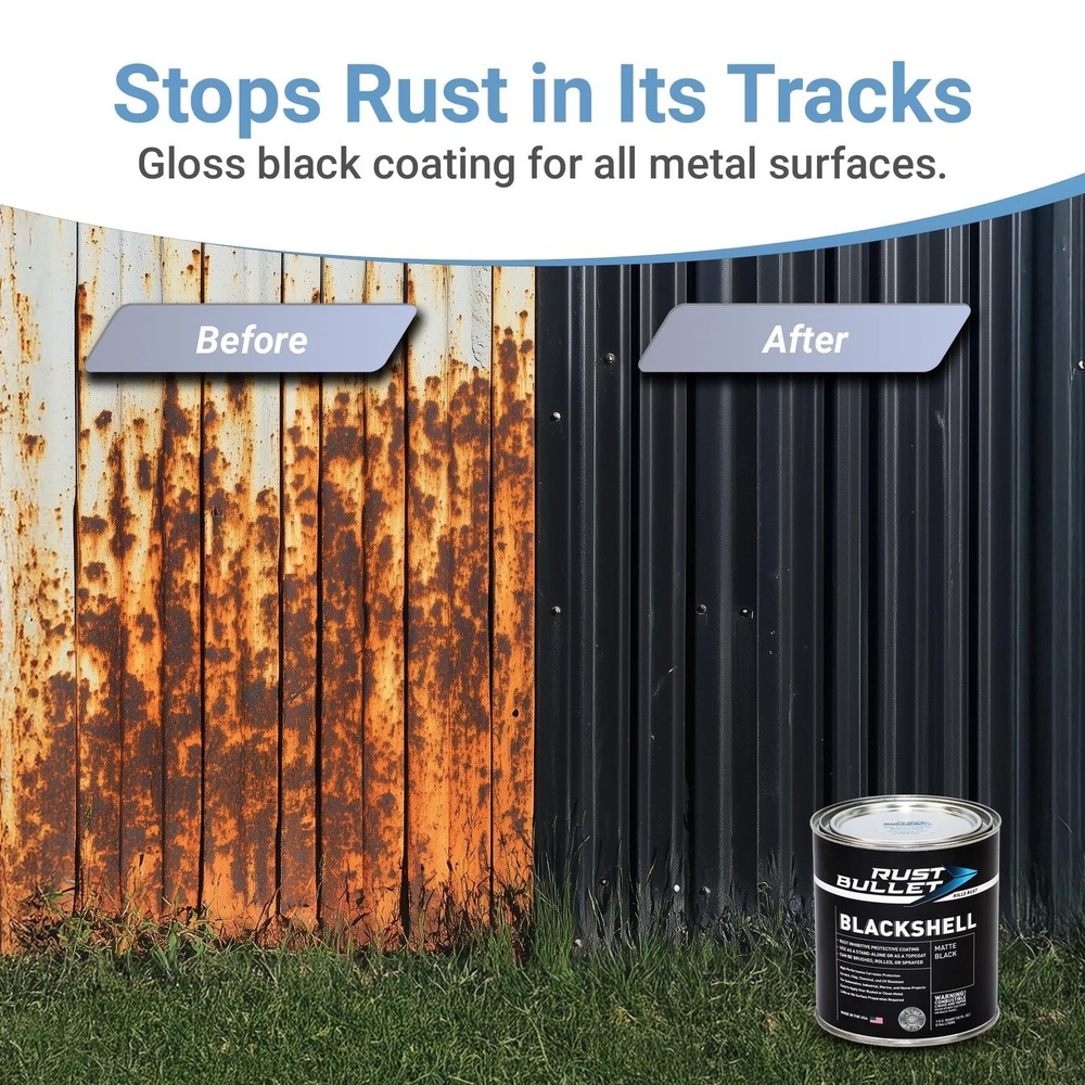 Rust Bullet Blackshell - Gloss Black - 1 Pint - Corrosion Preventive C