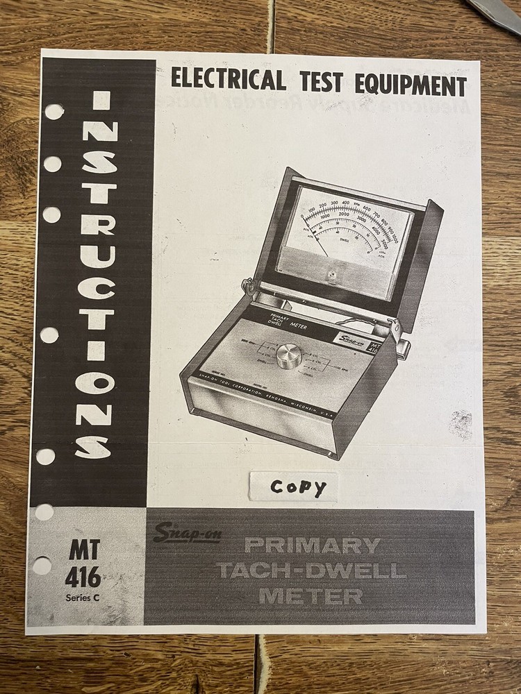 Snap On Tools Mt416 Tach Dwell Meter Instructions