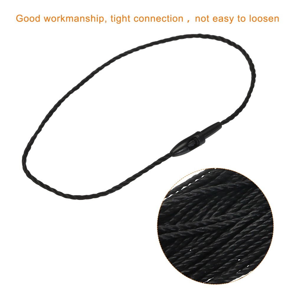 Polyester Rope Hang Tag String Snap Lock 190mm,0.6mm 100 Pcs,Black