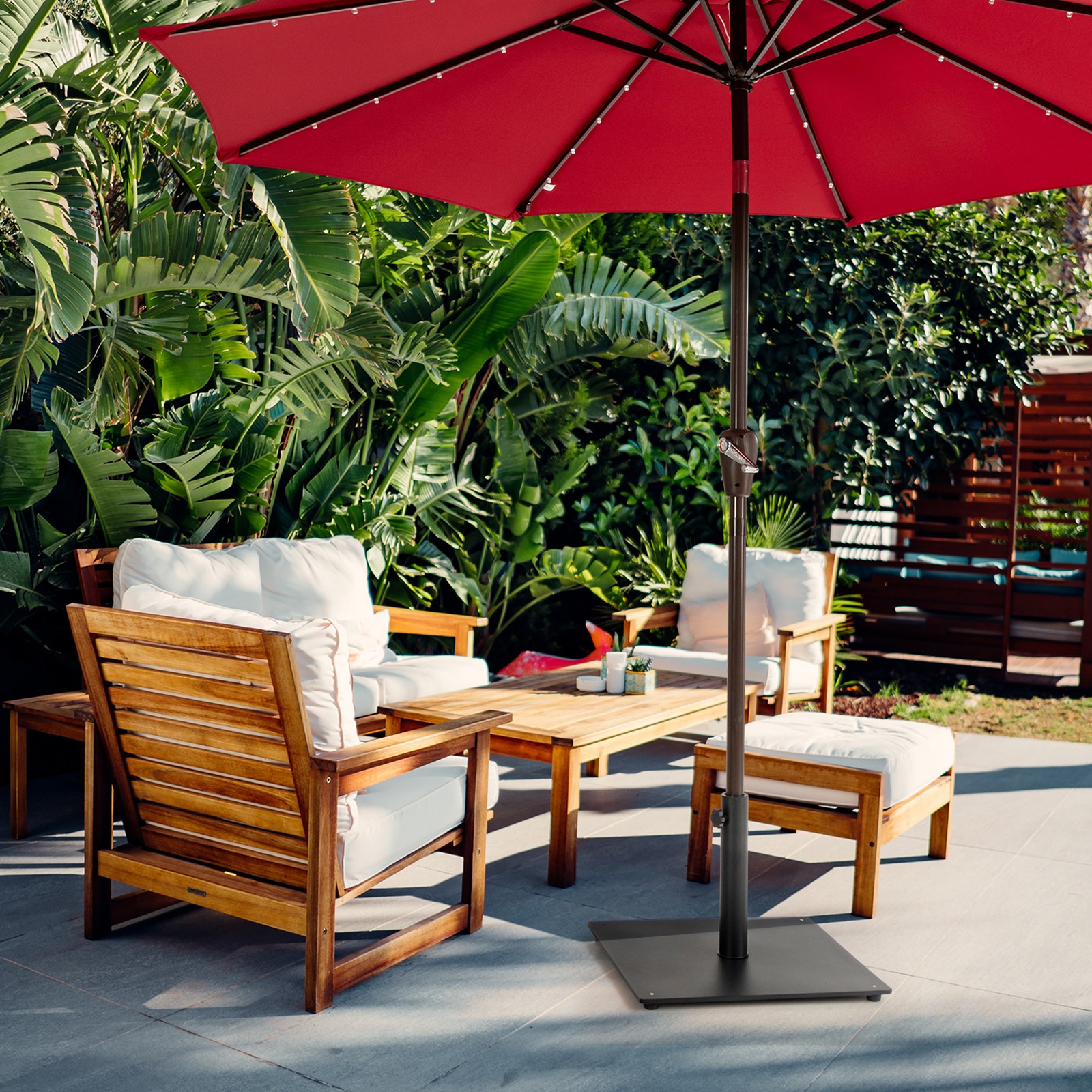 Square Weighted Patio Umbrella Base Stand 36 lbs Outdoor w/ 3 Adapters