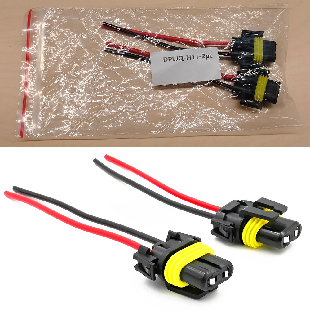 H11 Wire Pigtail S Female Two Harness Light Head Low Beam Socket Connector Plug
