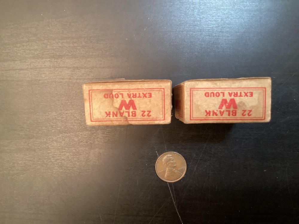 2 Small Winchester 22 Blank Cartridges Paper Boxes Empty