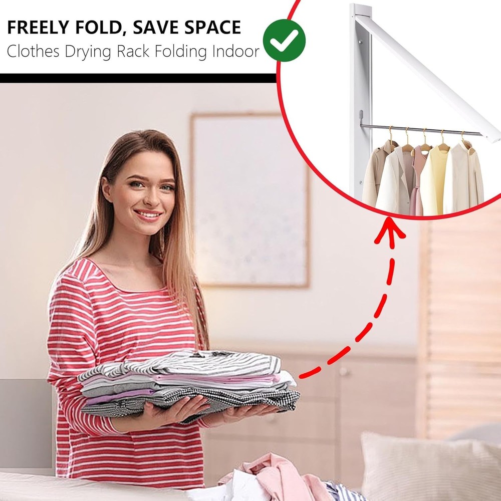 Folding Clothes Drying Rack for Laundry Rooms - Rust Resistant, Easy Install