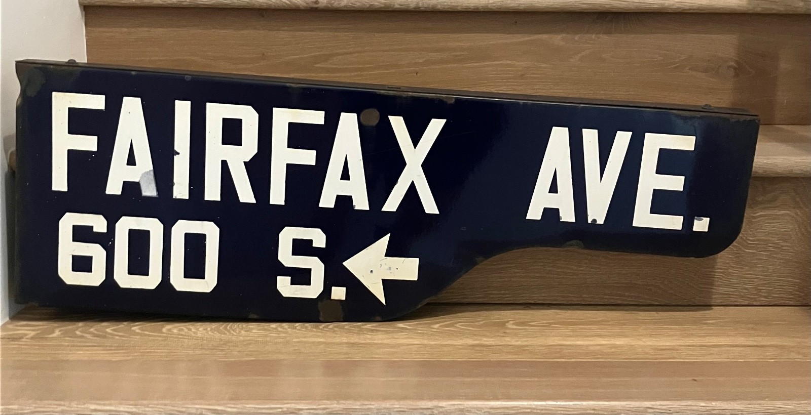 “FAIRFAX AVE” Vintage Shotgun Los Angeles Porcelain Street Sign 1946-1966